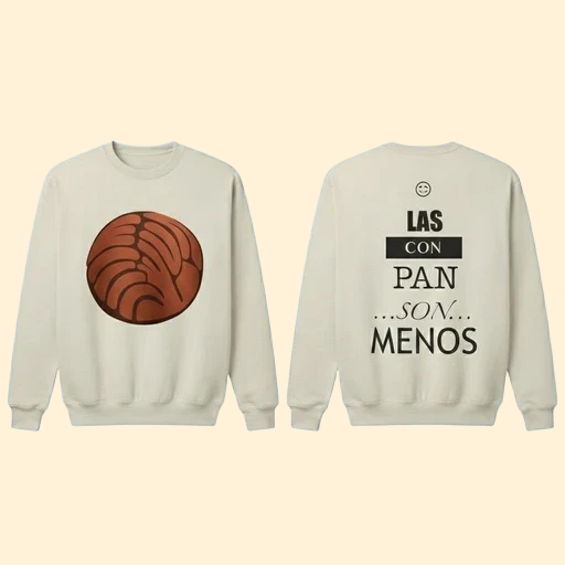 Sudadera con diseño de concha de chocolate an frente y frase atrás