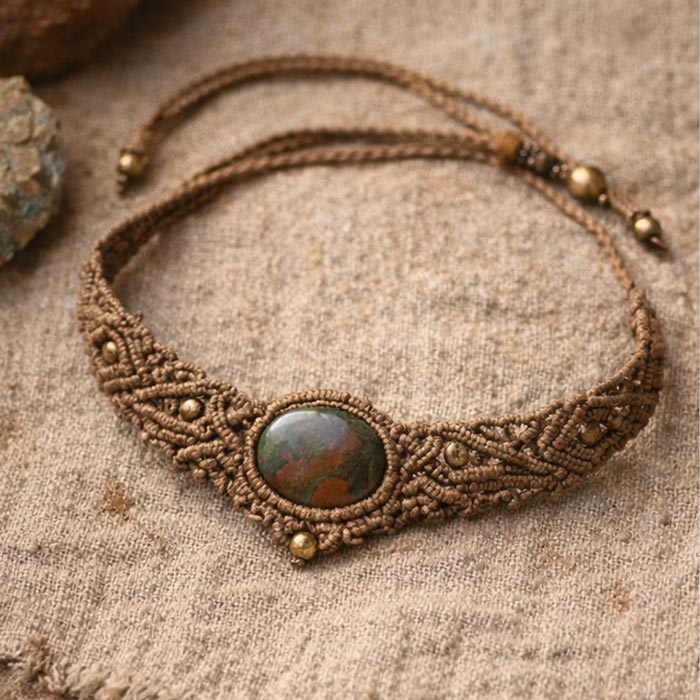Collar macramé con piedra natural