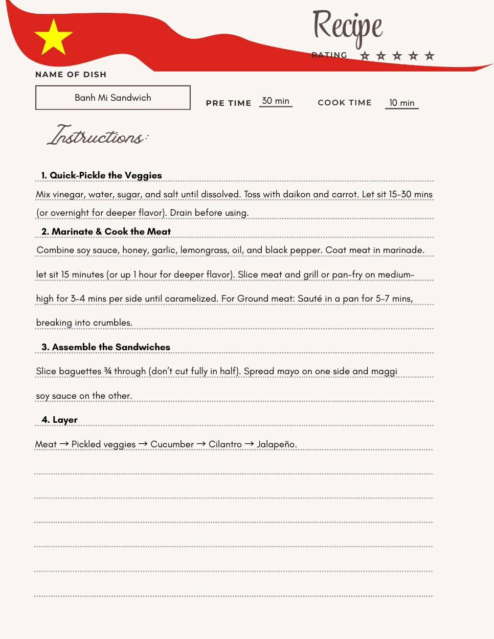 Editable Recipe Journal Template: 15 Recipes + Blank Pages 