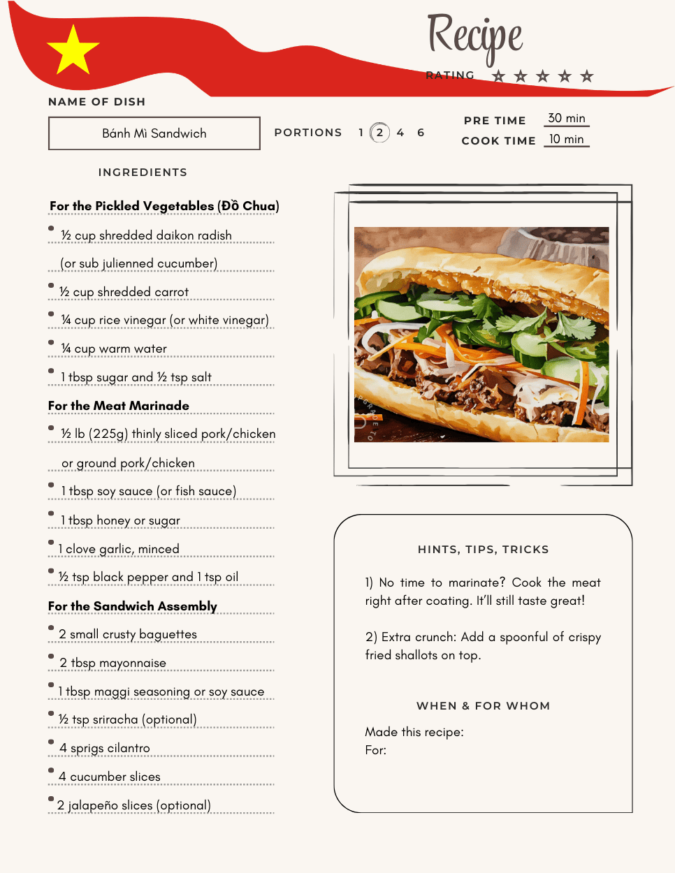 Editable Recipe Journal Template: 15 Recipes + Blank Pages 