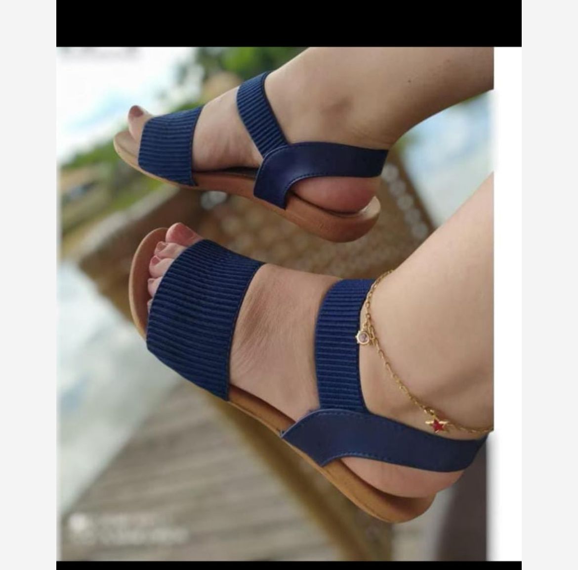 Sandália Feminina Azul Confortável