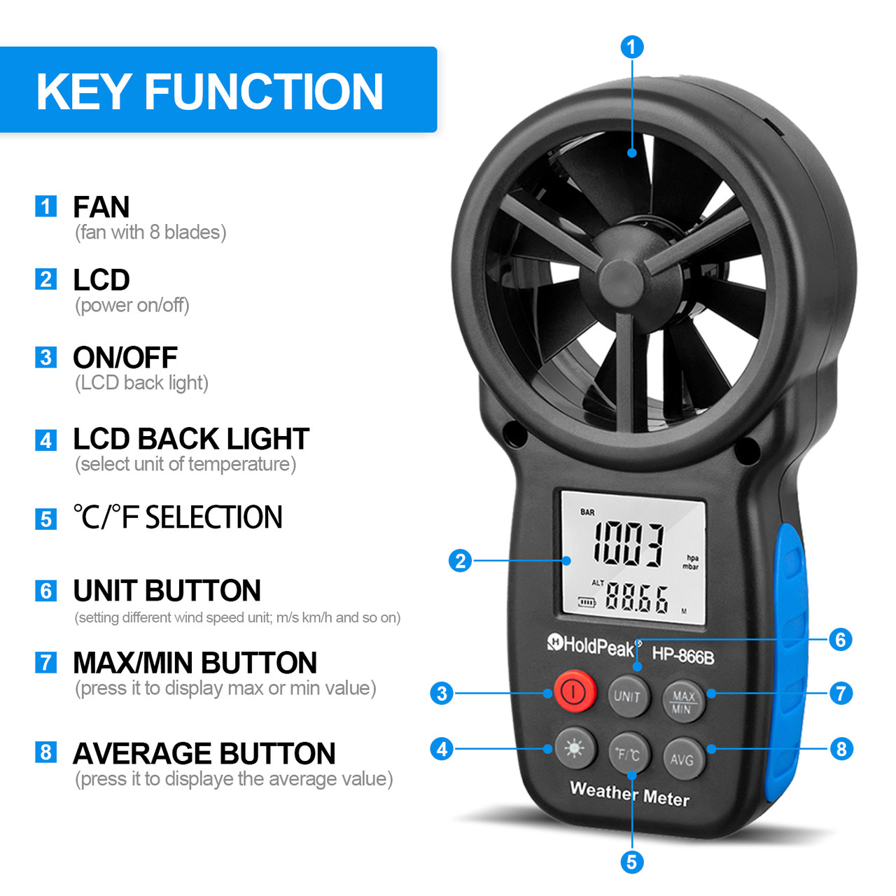 HOLDPEAK HP-866B Digital Anemometer