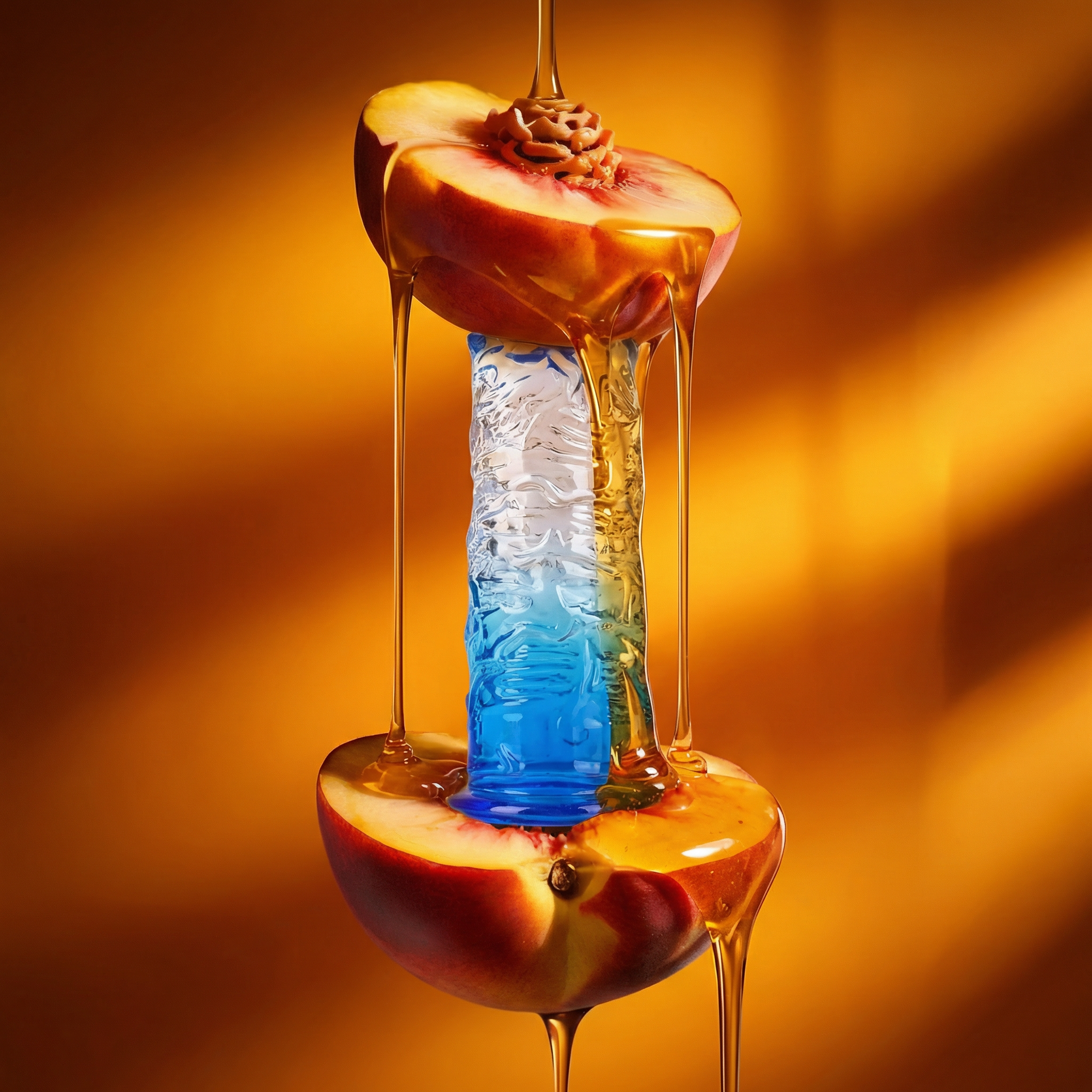 Crystal Honey Dipper with Peach Infusion