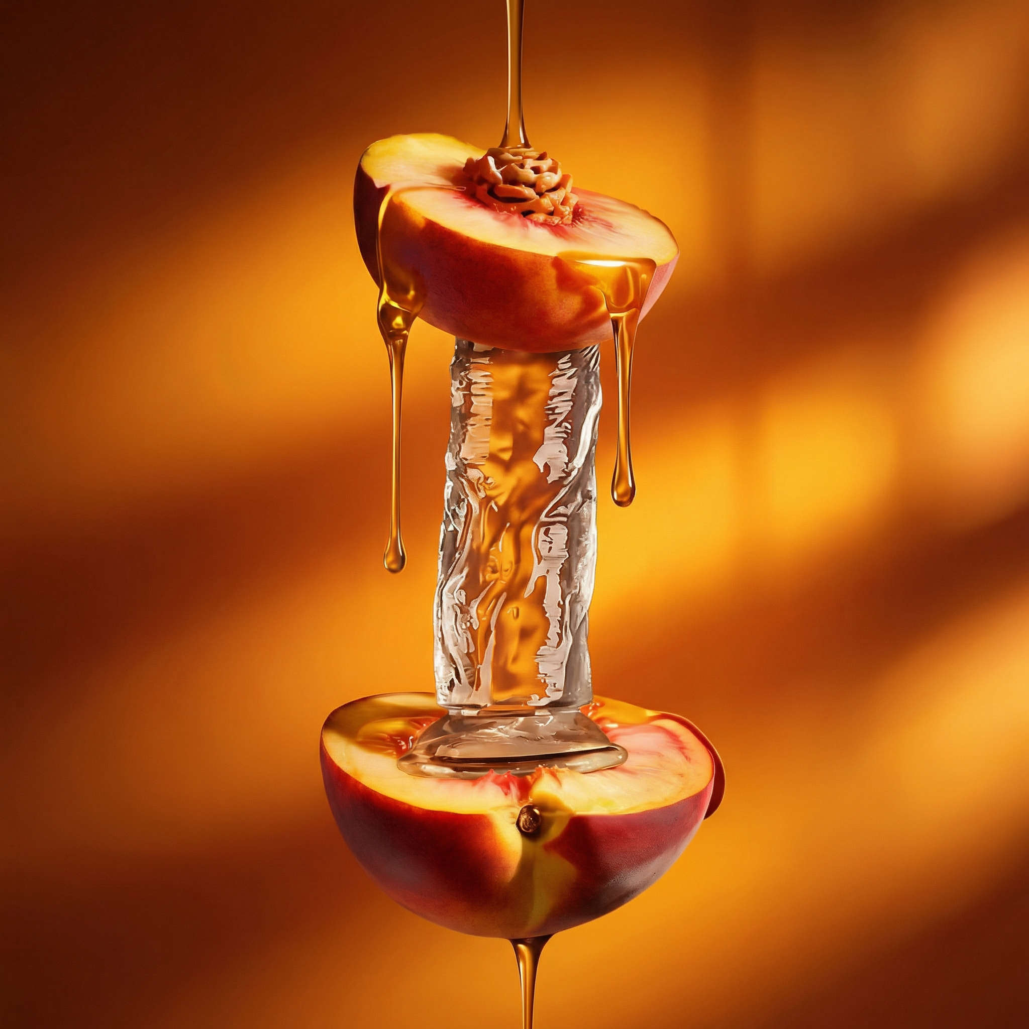 Crystal Honey Dipper with Peach Infusion