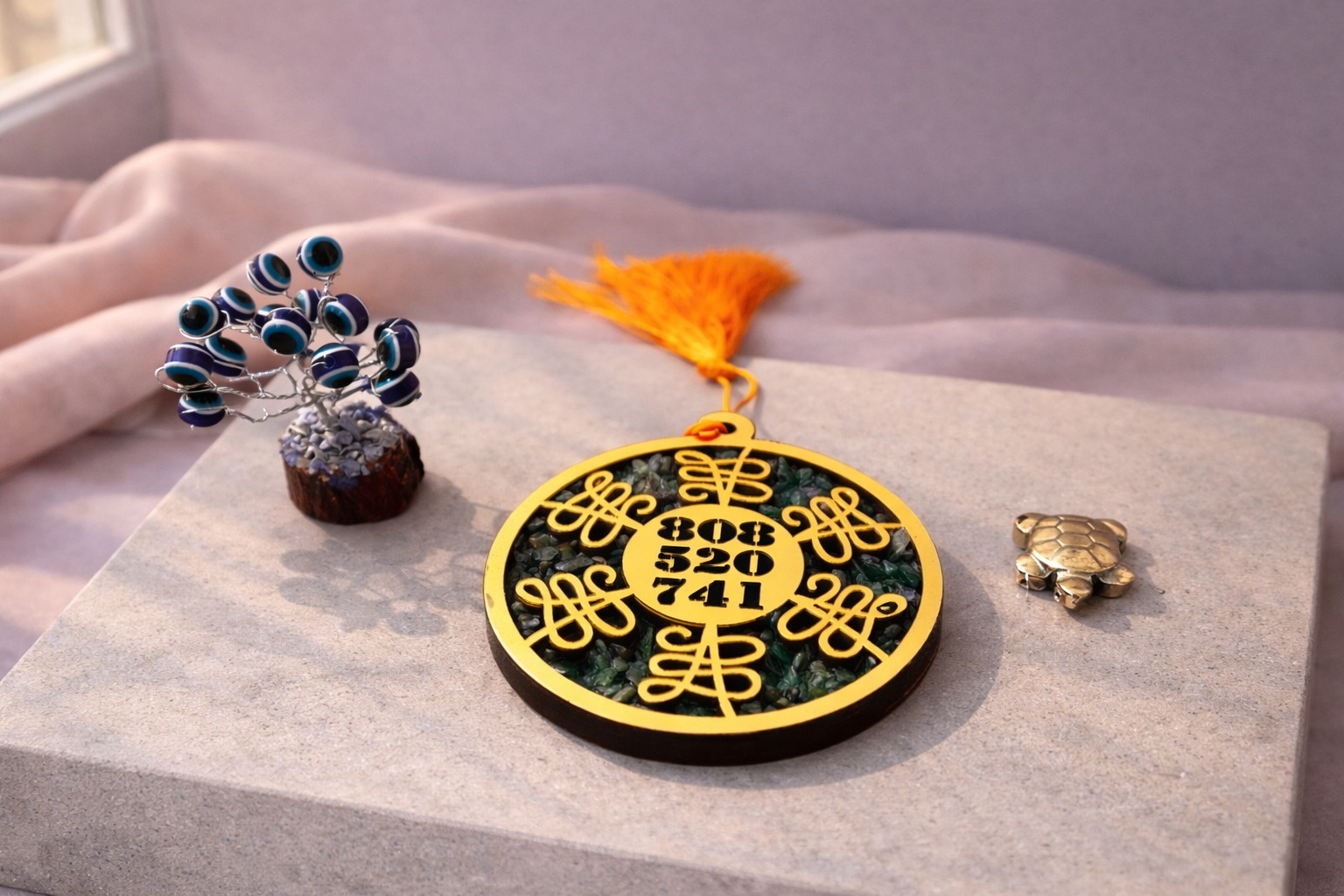 Zibu Wealth Plate (Free Evil Eye Plant + Pyrite Tortoise)