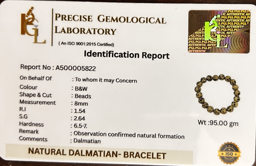 Dalmatian Joy Bracelet | Certificate of Authenticity of Bracelet also included |