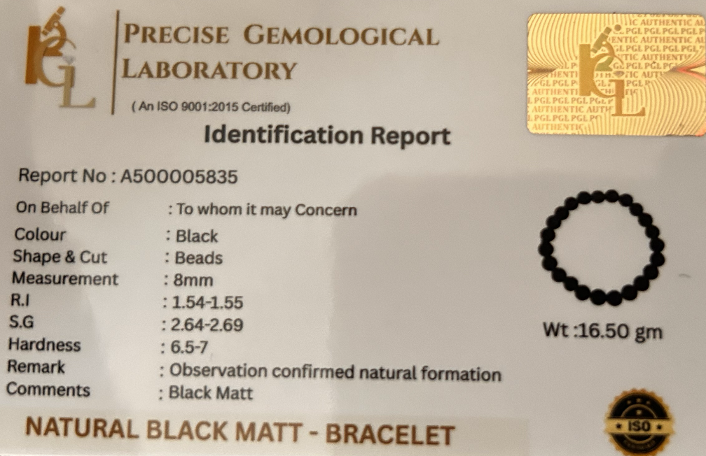 Black Matt Minimal Bracelet | Certificate of Authenticity of Bracelet also included |