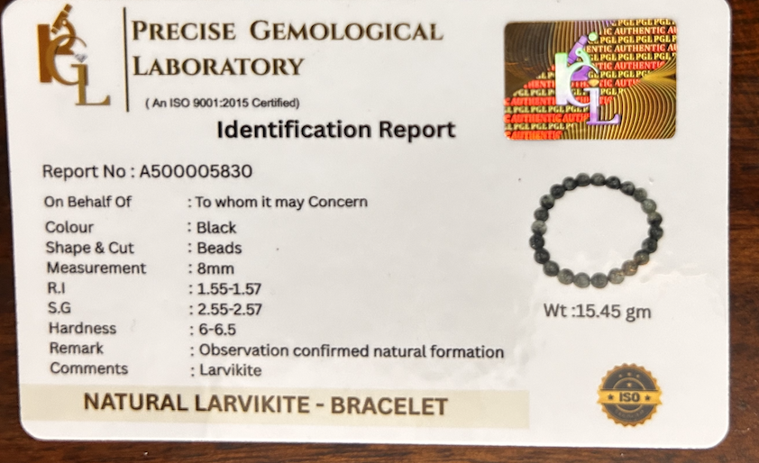 Larvikite Protection Bracelet | Certificate of Authenticity of Bracelet also included |