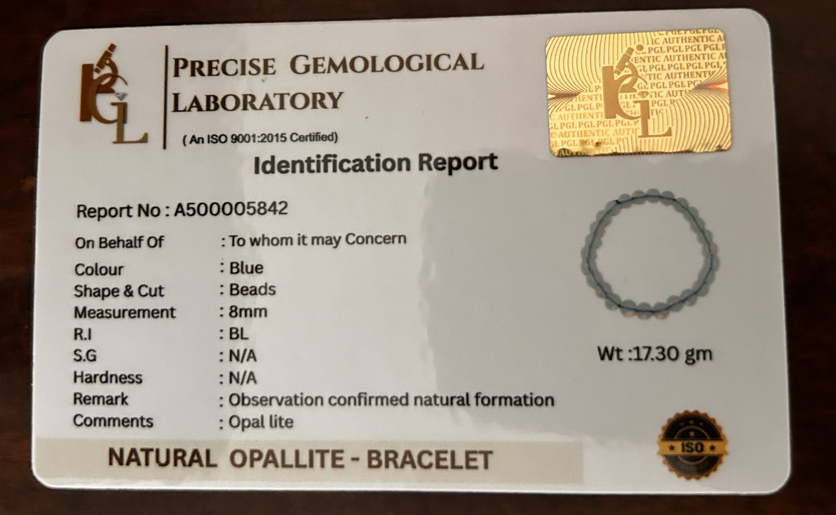 Opalite Peace Bracelet | Certificate of Authenticity of Bracelet also included |