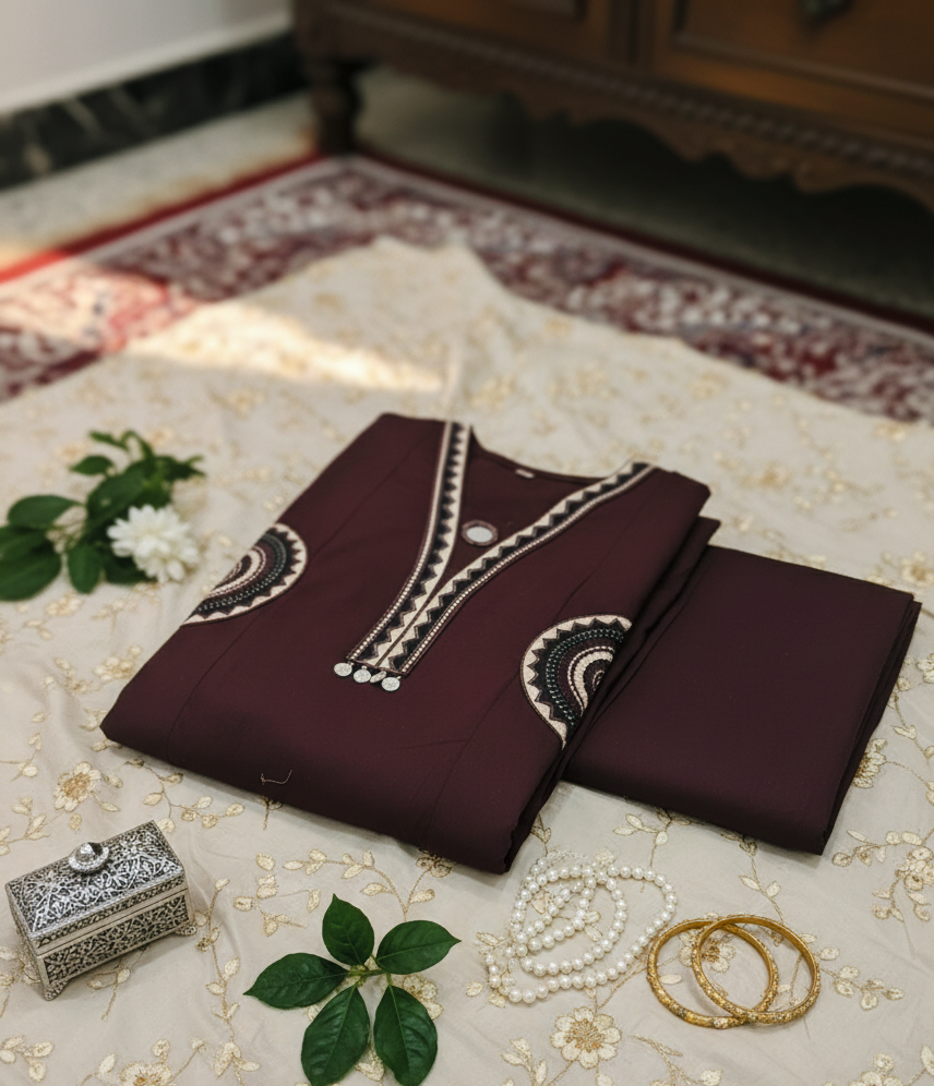 Embroidered Maroon Salwar Suit Set
