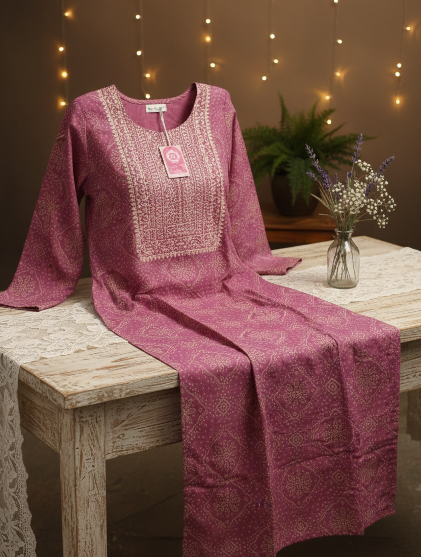 Elegant Pink Printed Kurta