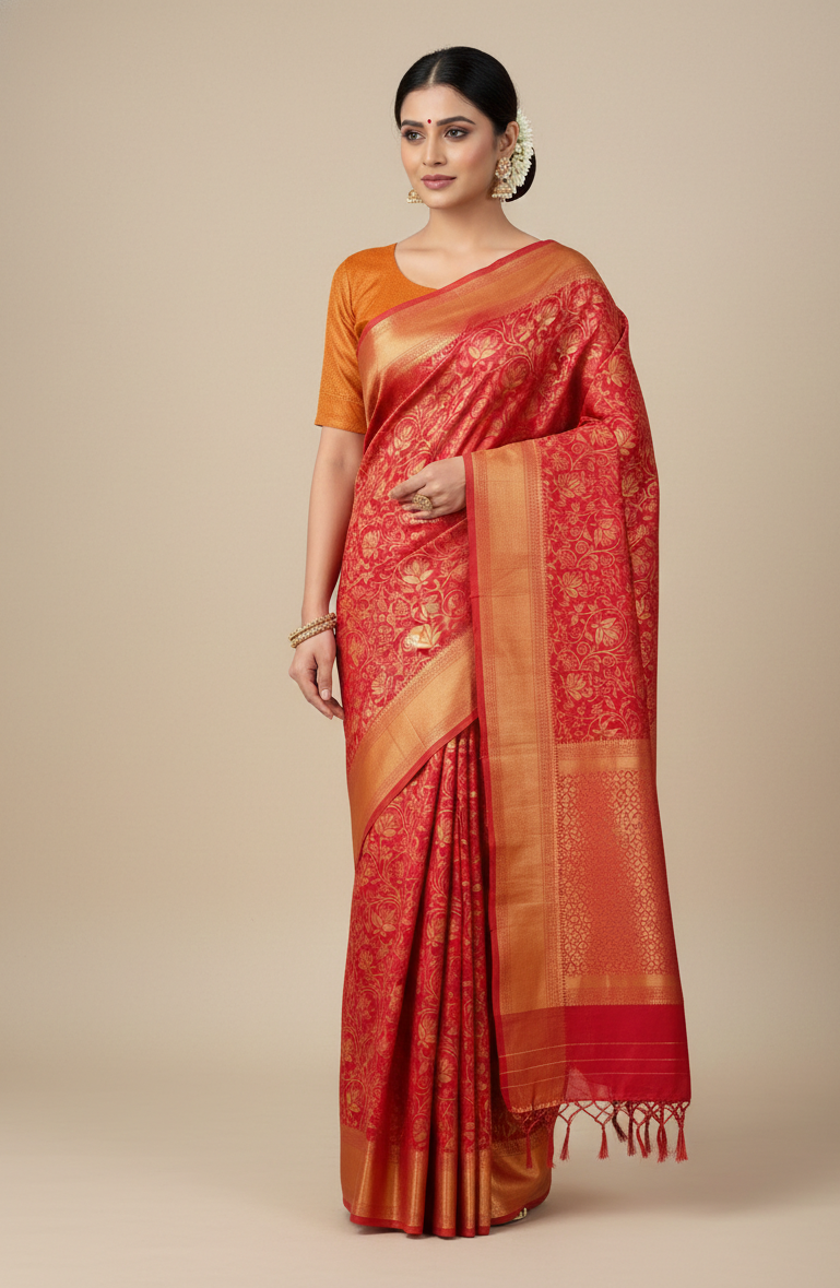 Traditional Red Silk Saree