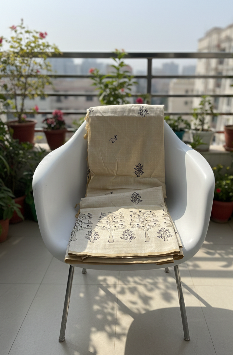 Elegant White Handloom Saree