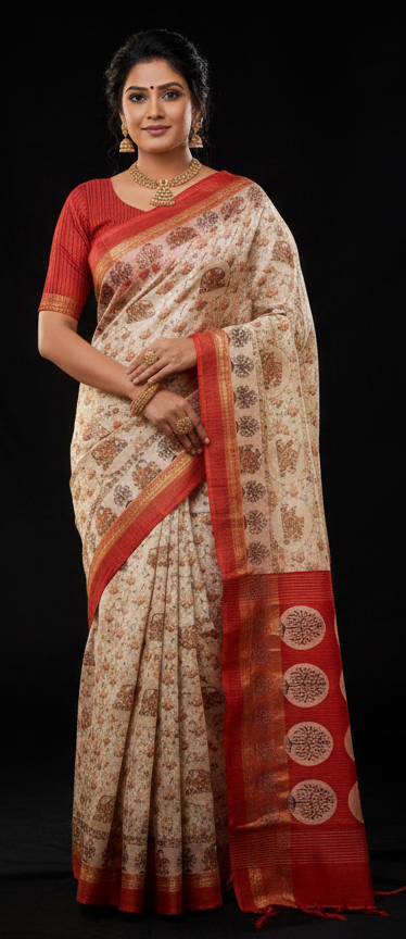 Ethnic Kalamkari Silk Saree.