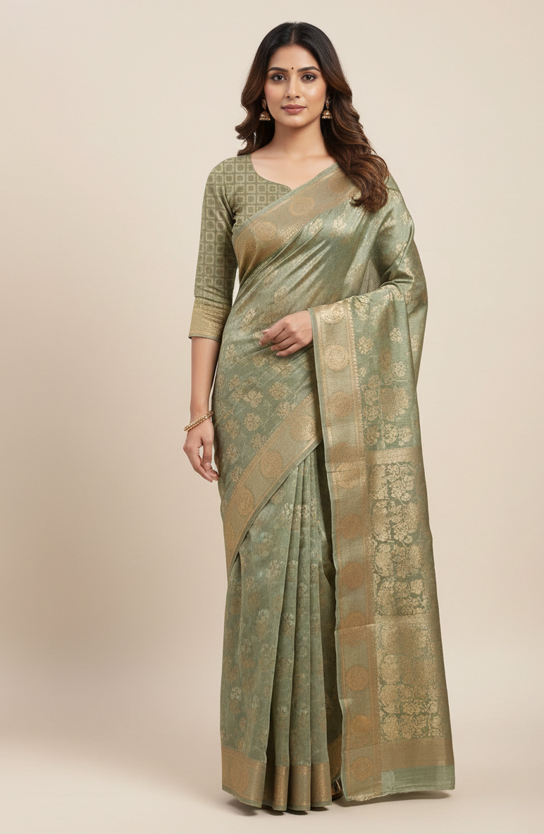 Elegant Green Banarasi Silk Saree
