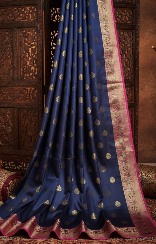Navy Blue Silk Saree