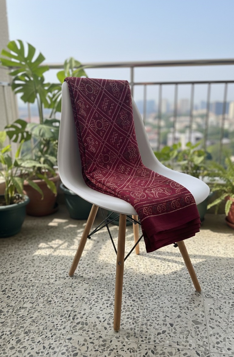 Traditional Maroon Saree