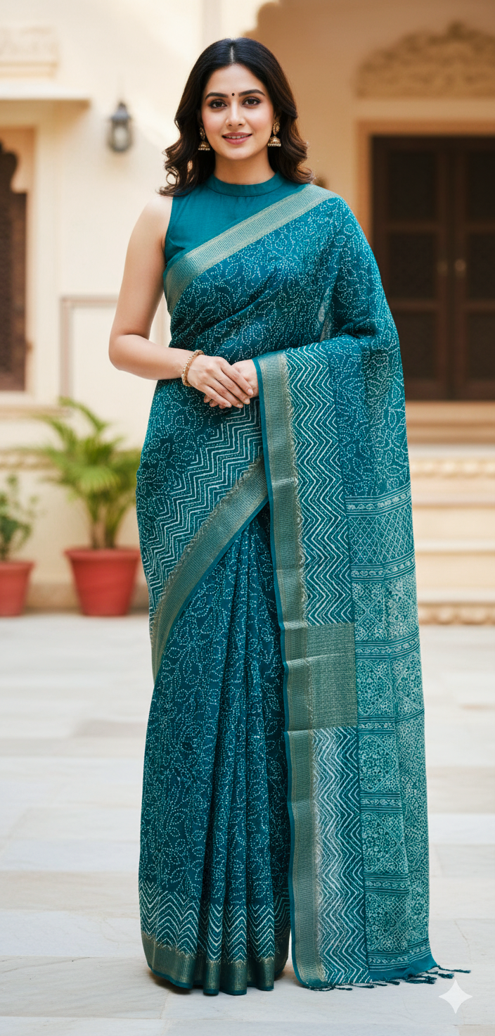 Teal Ethnic Saree