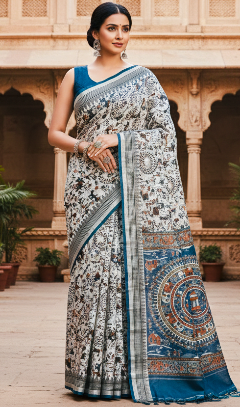 Ethnic Madhubani Print Saree