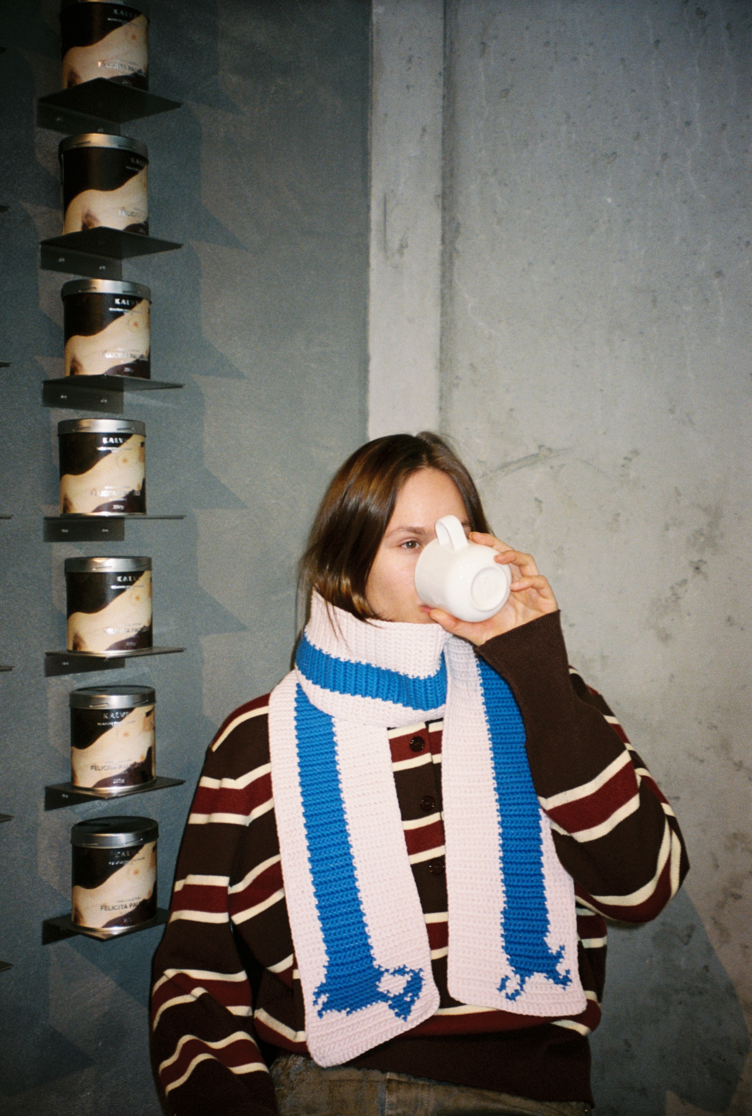 Šalikas su taksiuku (medvilnė) - rožinė & mėlyna