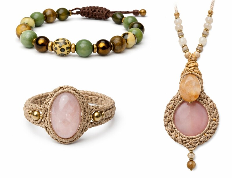 Set de Joyeria de cuarzo rosa y agata