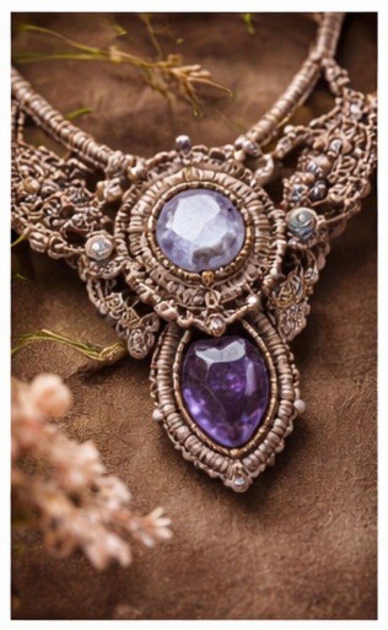 Collar de macramé con amatista