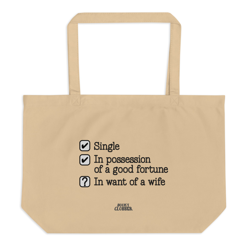 Jane Austen "In Want of a Wife" - Large organic tote bag