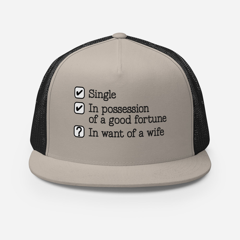 Jane Austen "In Want of a Wife" - Trucker Cap