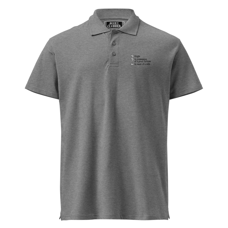 Jane Austen "In Want of a Wife" - Premium pique polo shirt