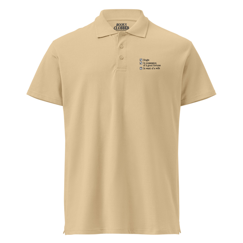 Jane Austen "In Want of a Wife" - Premium pique polo shirt