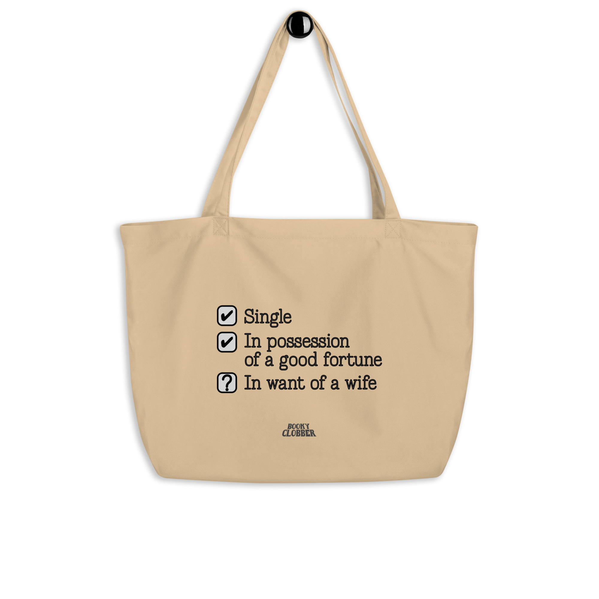 Jane Austen "In Want of a Wife" - Large organic tote bag