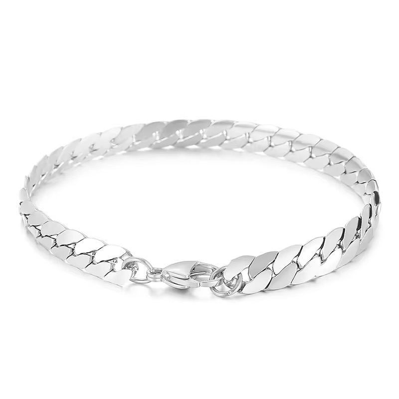 Flat Cuban bracelet - silver