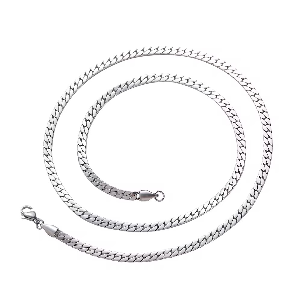 Cuban flat chain - silver