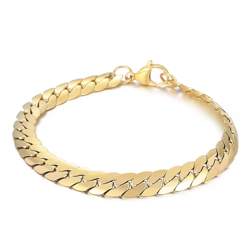 Flat Cuban bracelet - gold