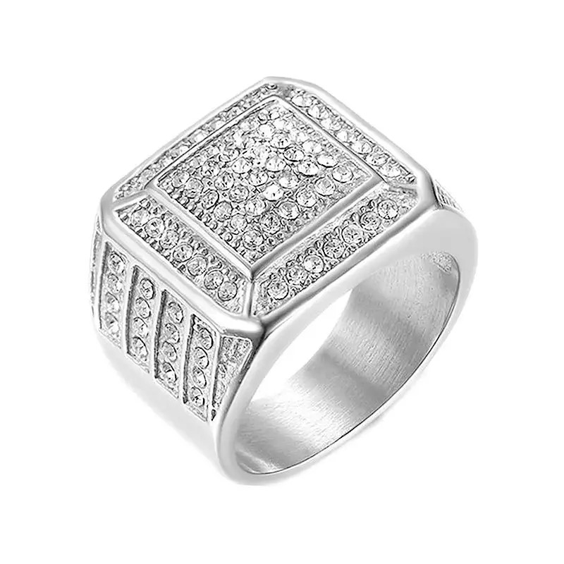 Ice square ring - silver