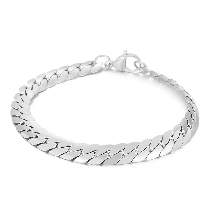 Flat Cuban bracelet - silver
