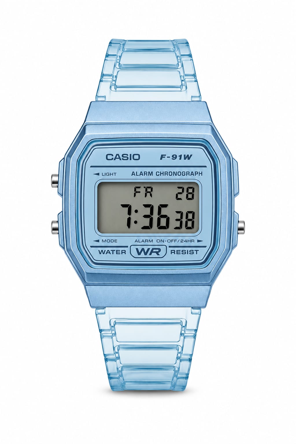 Relógio Casio F-91W Transparente Azul