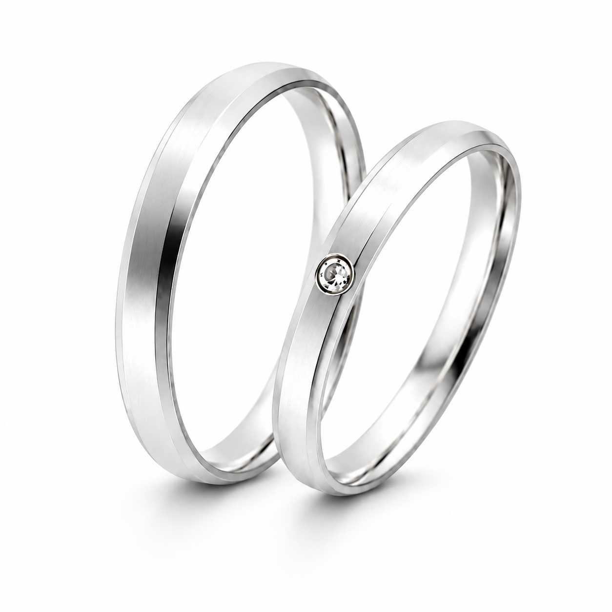 Aliança de Prata 950 Lisa com Zircônia – AL-001