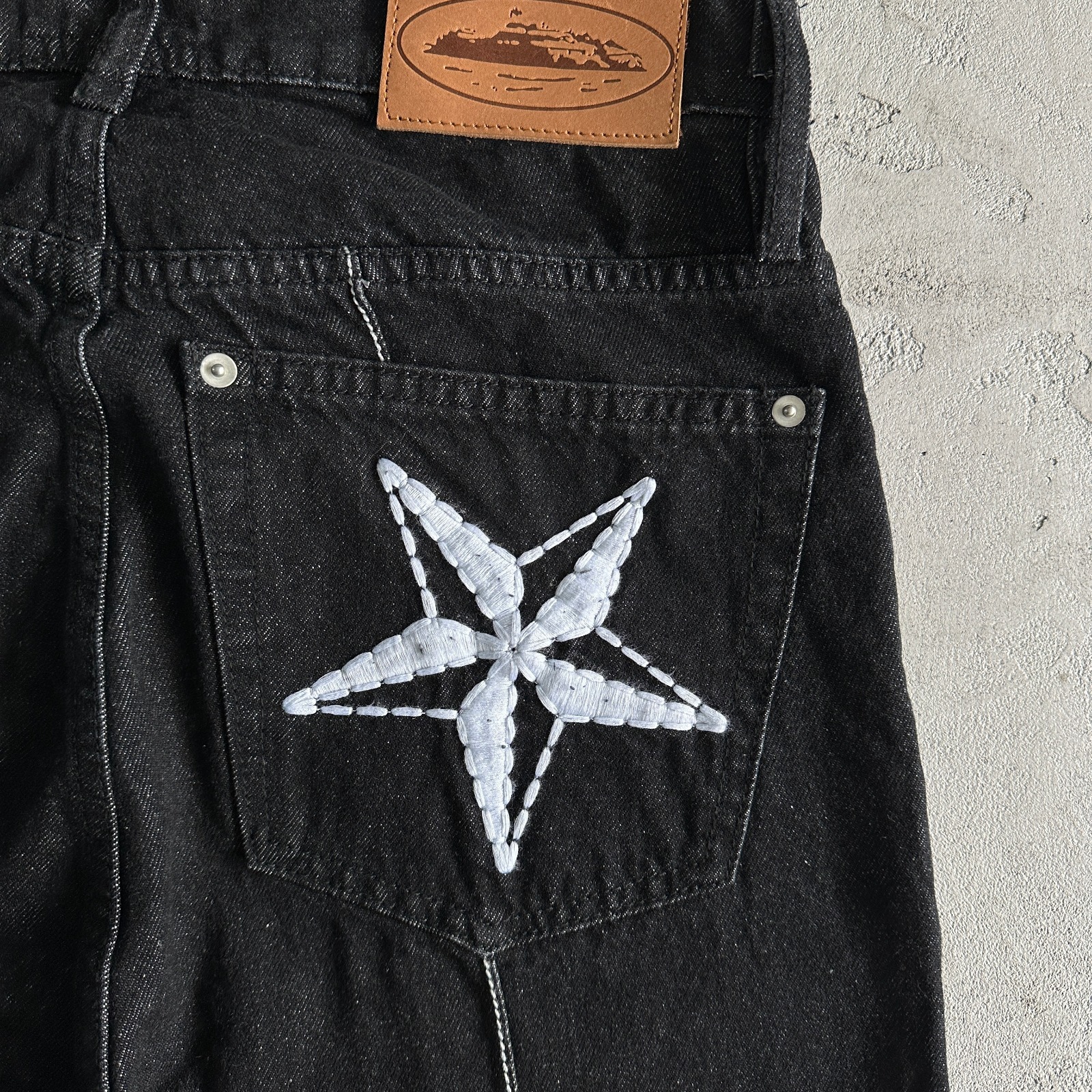 c-star denim jacket-dark wash corteiz 