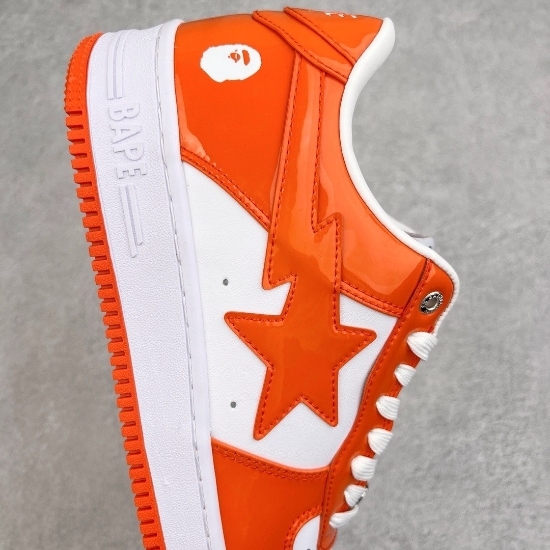 tenis bape star low laranja e branco