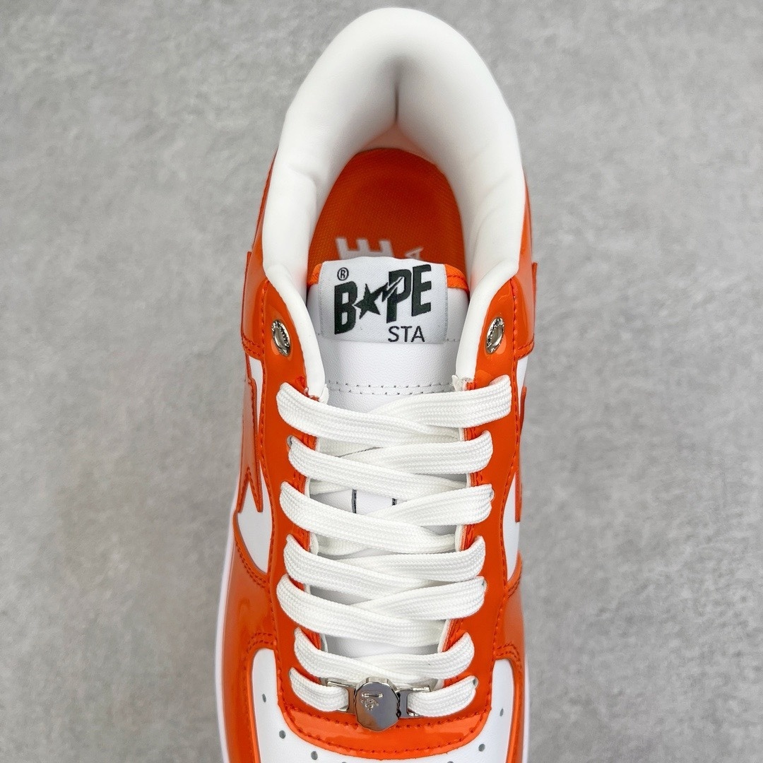 tenis bape star low laranja e branco