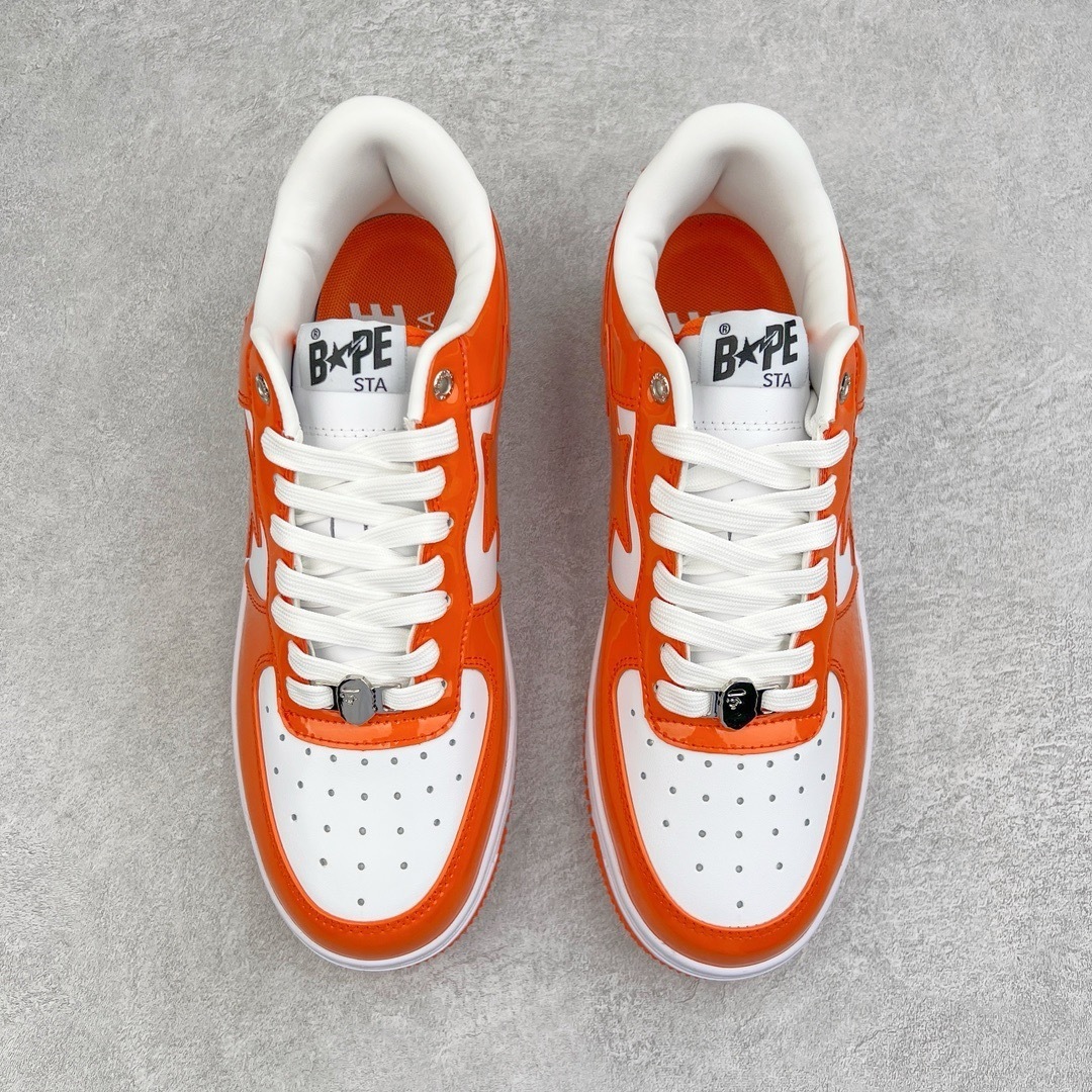 tenis bape star low laranja e branco