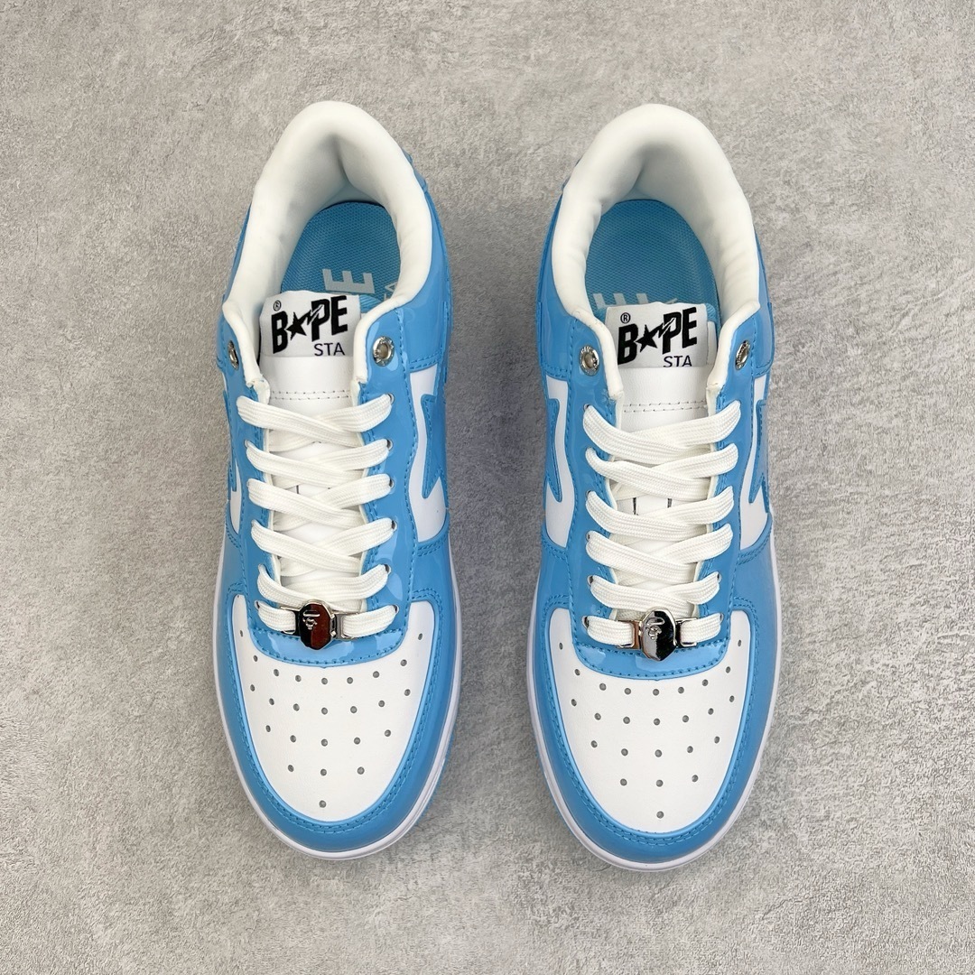 tenis bape star low azul claro e branco