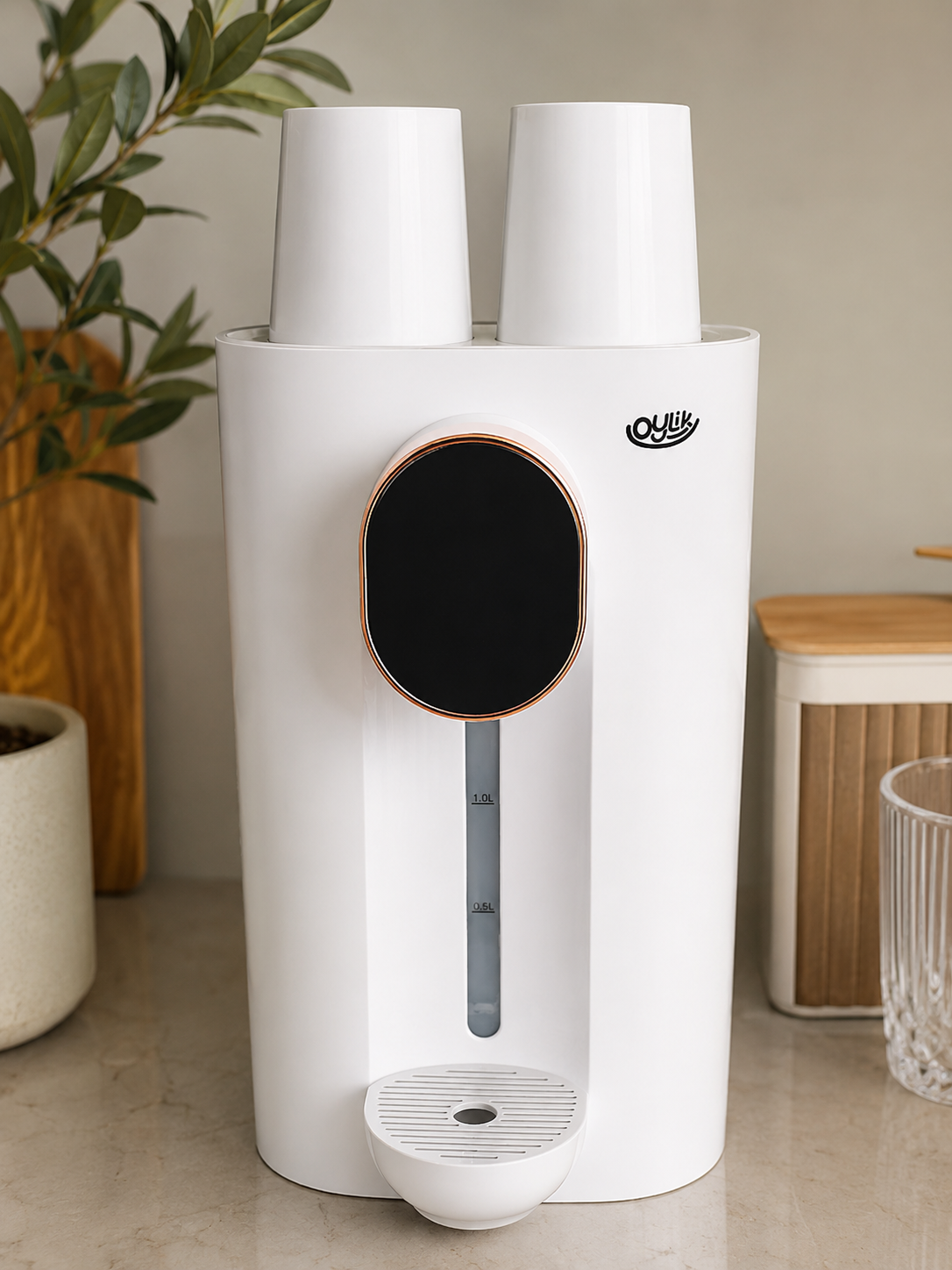 Oylik Automatic Mouthwash Dispenser 18.26 oz Touchless Mouthwash Dispenser for Bathroom 2 Magnetic Cup
