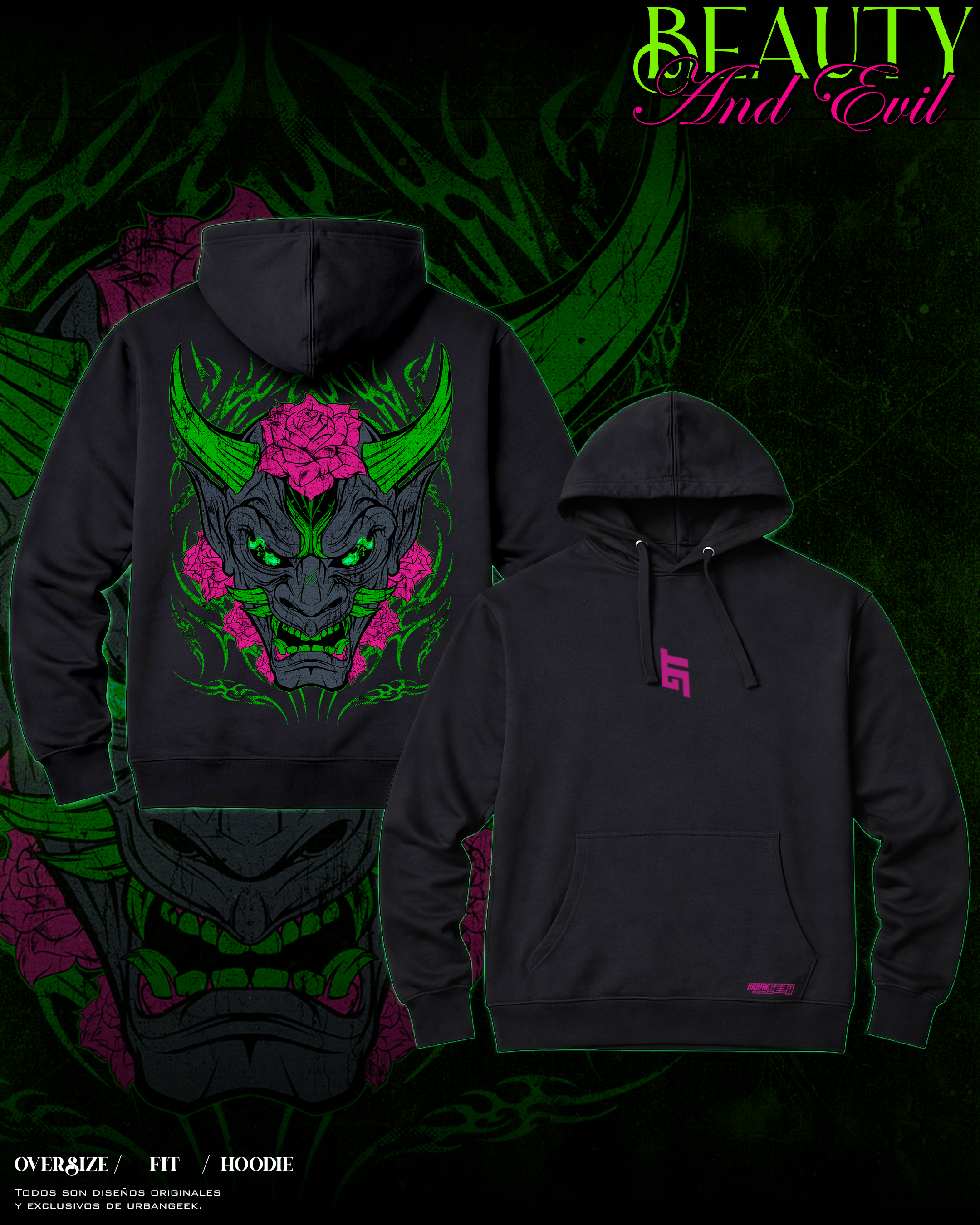 Polerón Beauty & Evil - Hoodie - URBAN GEEK - Originals