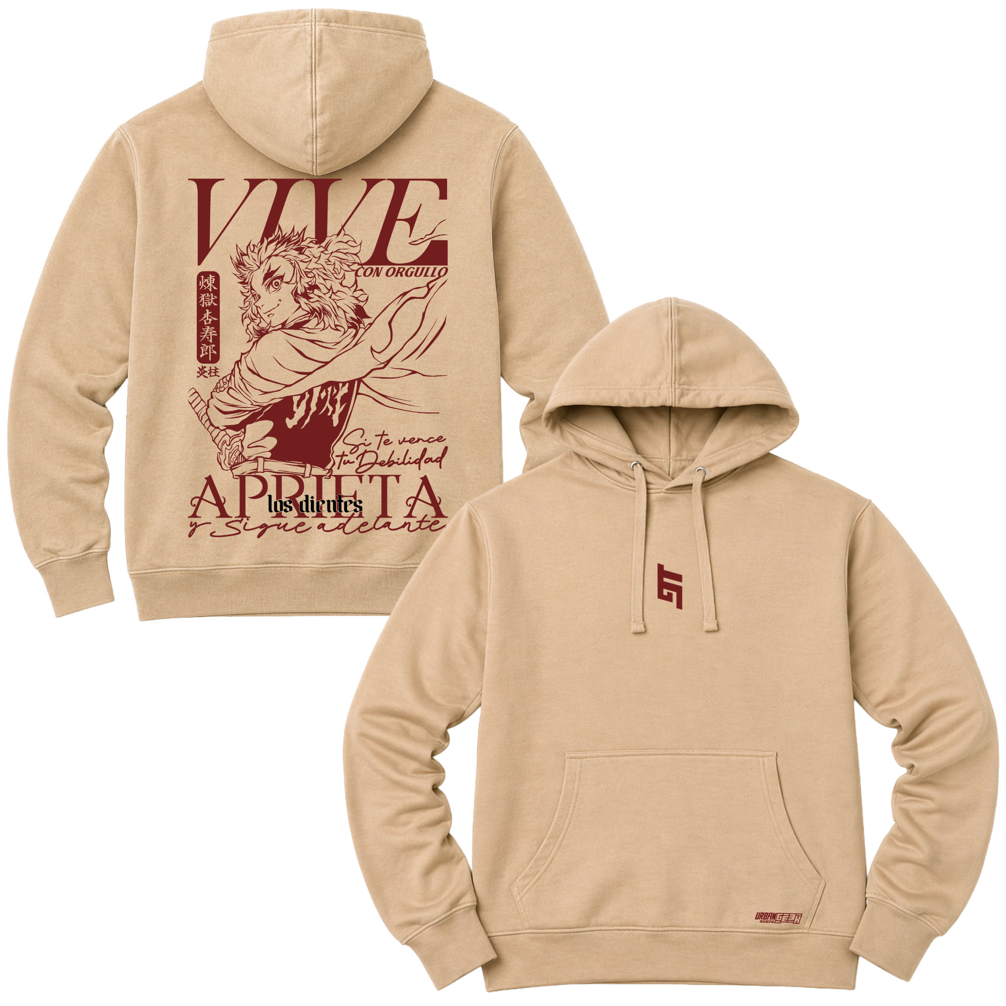 Polerón  Rengoku - Flame of Resolve - Demon Slayer - Hoodie Acid Wash - URBAN GEEK - 