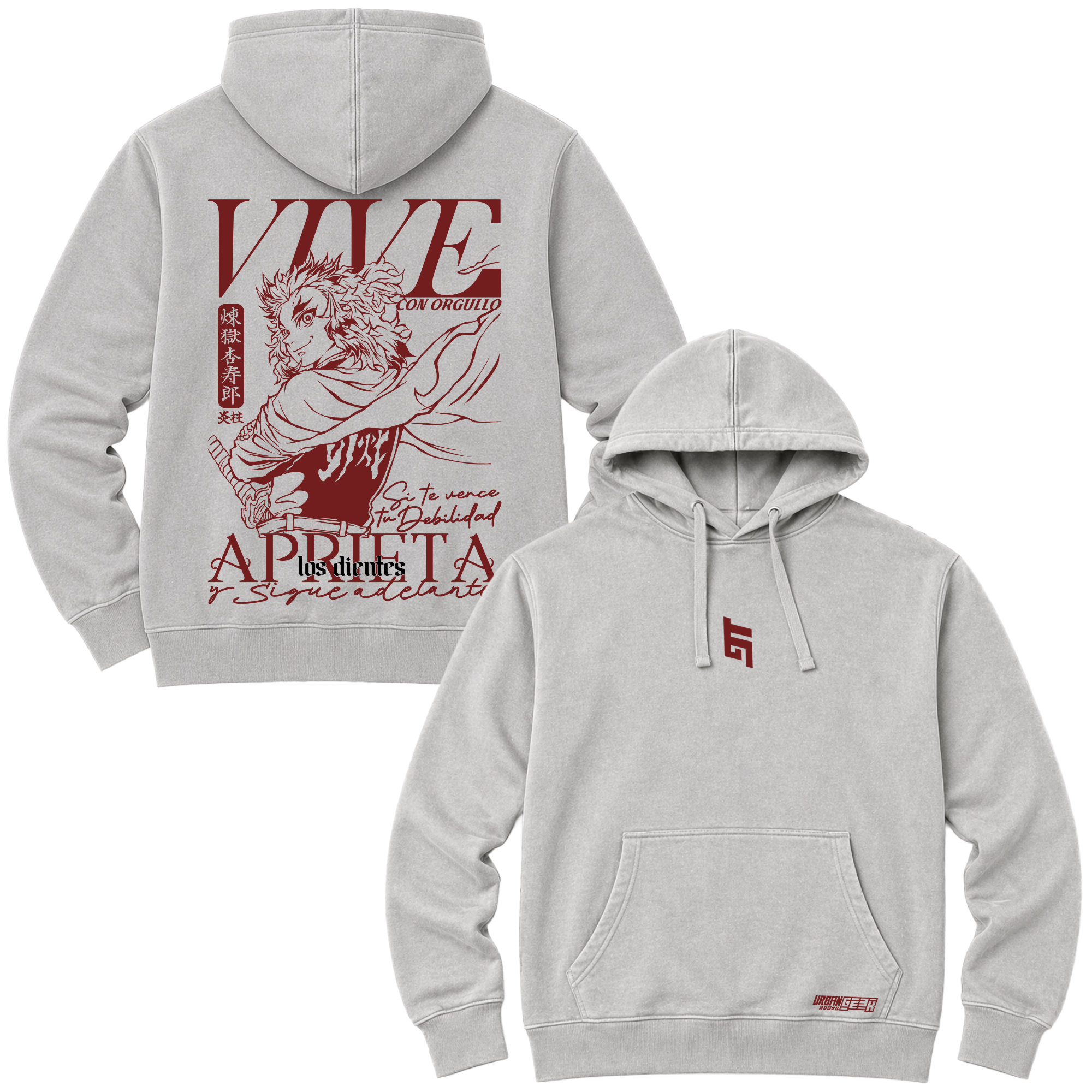 Polerón  Rengoku - Flame of Resolve - Demon Slayer - Hoodie Acid Wash - URBAN GEEK - 