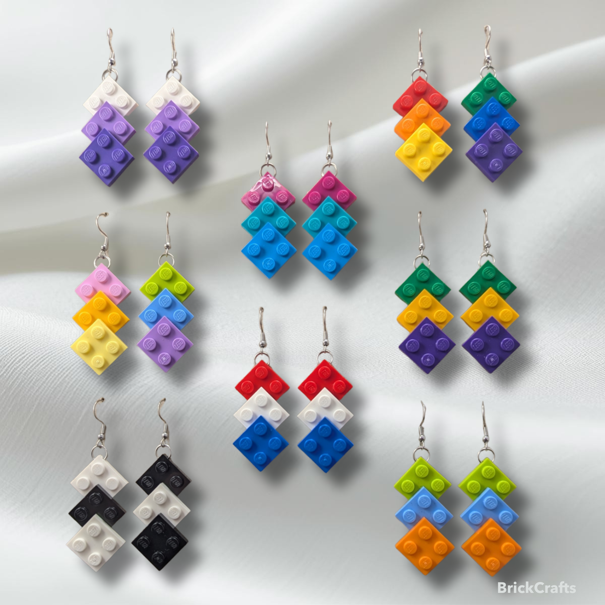 Triple Straight LEGO Earrings
