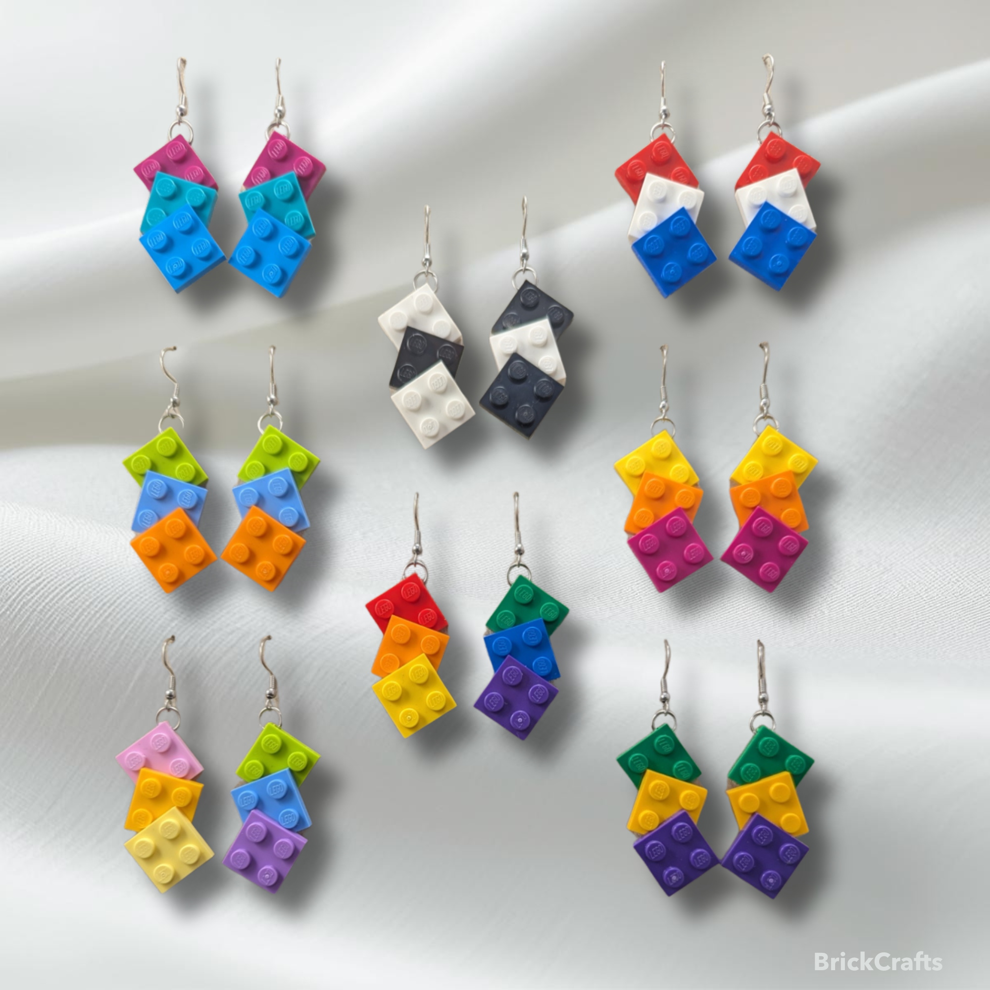 Triple Wiggled LEGO Earrings