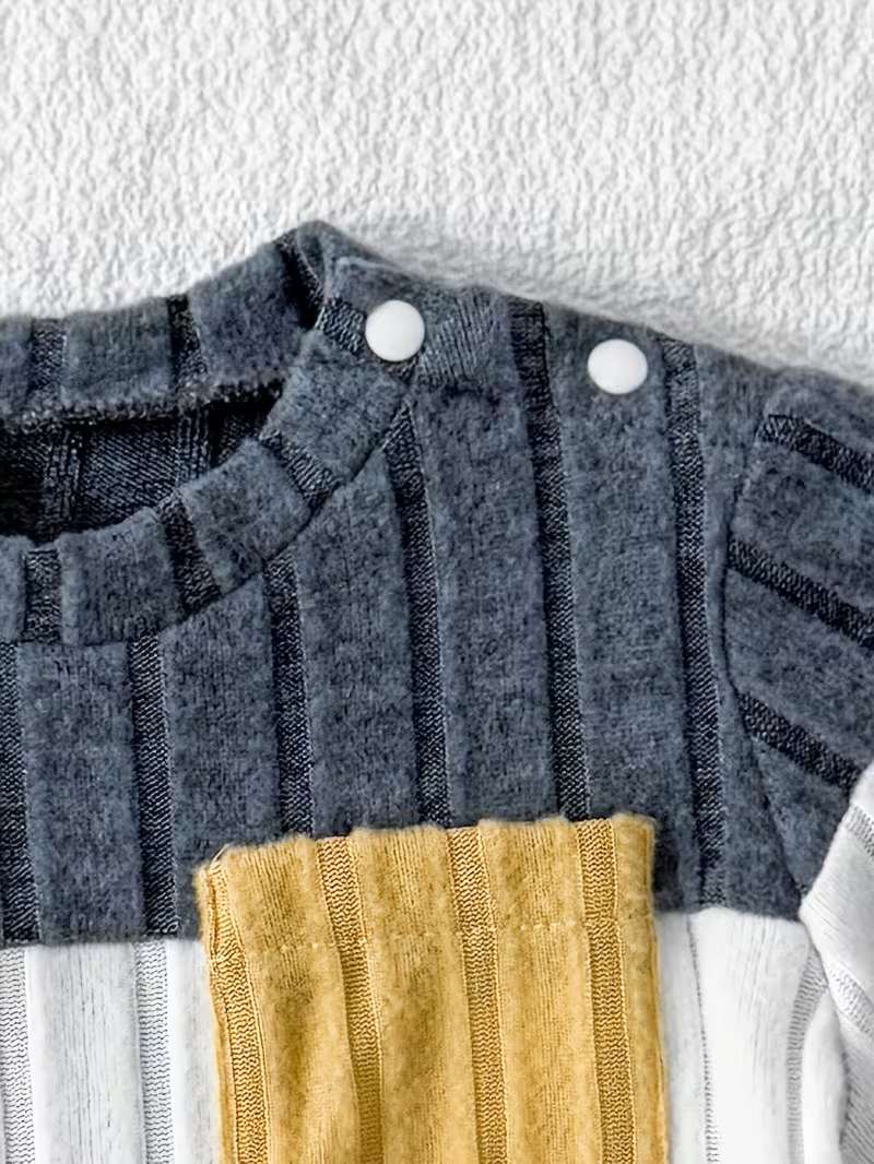 Conjunto Bubupandy "Urban Blue": Camiseta Acanalada con Bloques de Color + Shorts Azules